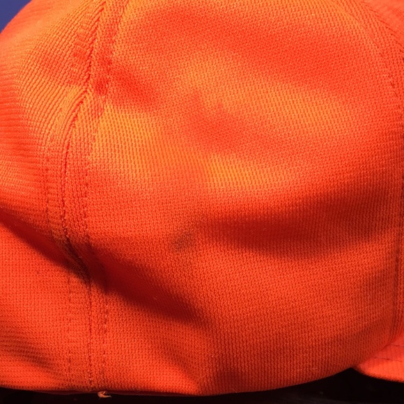 Vintage USA made floppy puffy trucker SnapBack hat full 6 panel blaze orange cap - Picture 6 of 15